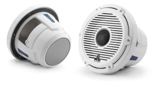 JL Audio M6-880X-C-GwGw: 8.8-inch  Marine Coaxial Speakers, Gloss White Trim Ring, Gloss White Classic Grille