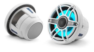 JL Audio M6-880X-S-GwGw-i: 8.8-inch  Marine Coaxial Speakers, w/ Transflective™ LED Lighting Gloss White Trim Ring, Gloss White Sport Grille