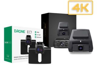 Momento MD-8400 M8 Max Front and Rear Up to 3 Video Channels 4K UHD (2160p) Dash Camera System with Wi-Fi Smartphone Connectivity Bundled with DroneMobile XC-EC1 Exterior Waterproof Camera