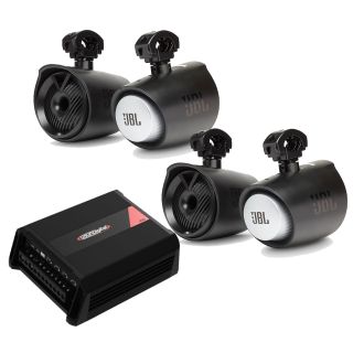 JBL MT6HLB 6-1/2" Tower X marine tower speakers with RGB lighting - (2) + Sound Digital 800.4 EVOX 4 4-Channel car amplifier —Power @ 12.6V @ 4Ω: 4 X 132 WRMS