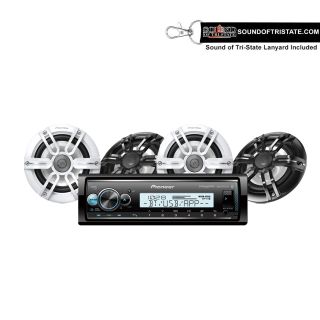 Pioneer MVH-MS512BS Marine digital media receiver with Bluetooth + TS-ME650FS 2-way marine speakers w/ Sport grilles: black, white