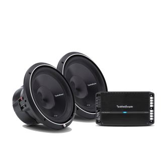 Rockford Fosgate P3D4-12 Punch P3 12" subwoofer with dual 4-ohm voice coils (PAIR) and P1000X1BD Mono subwoofer amplifier 1,000 watts RMS x 1 at 1 ohm