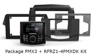 Rockford Fosgate PMX-3 Punch Marine/Motorsport Compact Digital Media Receiver w/ 2.7" Display (Does NOT play CD's) with Rockford Fosgate RFRZ-14PMXDK PMX dash kit for select RZR models