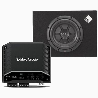Rockford Fosgate R2-250X1 Prime Series mono subwoofer amplifier — 250 watts RMS x 1 at 2 ohms + R2S-1X10 Sealed truck-style enclosure with one 10" Prime subwoofer
