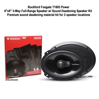 Rockford Fosgate Power Series 6"x 9" 3-way car speakers (pair)  T1693 + Deadening Speaker Kit RF-DSSPEAKER