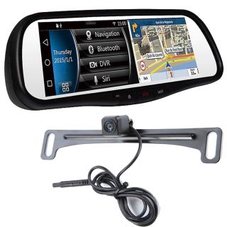 Voxx RVM740SM 7.8" Android Based Smart Touch-Fre Bluetooth Rearview Mirror DVR + ACA800 Plate-mount backup camera