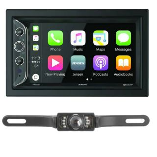 Jensen VX5228 Digital Multimedia Receiver with 6.2" Capacitive touchscreen and AM/FM tuner (does not play CDs) +License Plate Style Backup Camera 
