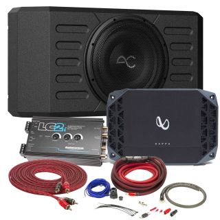 Stinger TXJWB12 Jeep Wrangler JK/JL 12" Swing Gate-Mounted Loaded Sealed Subwoofer Enclosure + JD5001 mono subwoofer amplifier — 500 watts RMS x 1 at 2 ohms + LC2i 2-channel line output converter