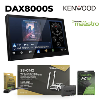 Kenwood DAX8000S 8" HD Monitor with Capacitive Screen Wireless Apple Carplay and Android Auto with APX Radio Installation Kit for GM selected vehicles. Silverado and Sierra 1500 2019-2023 and Silverado and Sierra 2500/3500HD 2020-2023 KENWOOD DAX8