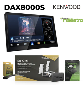 Kenwood DAX8000S 8" HD Monitor with Capacitive Screen Wireless Apple Carplay and Android Auto with APX Radio Installation Kit for selected GM vehicles  KENWOOD DAX8000S + ACCHUKEN1 + APXS8GM1 + ADSMRR2