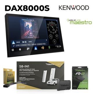 Kenwood DAX8000S 8" HD Monitor with Capacitive Screen Wireless Apple Carplay and Android Auto with APX Radio Installation Kit for selected  Nissan / Infinity vehicles KENWOOD DAX8000S + ACCHUKEN1 + APXS8IN1 + ADSMRR2