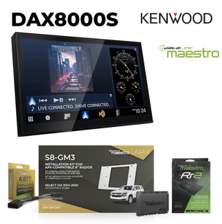 Kenwood DAX8000S 8" HD Monitor with Capacitive Screen Wireless Apple Carplay and Android Auto with APX Radio Installation Kit for selected  GM vehicles