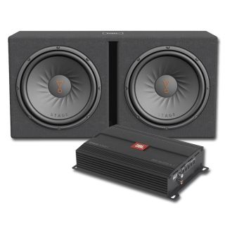 JBL SUBST1200D Stage Series ported enclosure with two 12" subwoofers + STAGEA3001 Mono subwoofer amplifier — 300 watts RMS x 1 at 2 ohms
