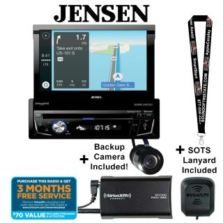 Jensen VX7014 Single Din 7" Flip-out Navigation receiver & Back Up Camera and a SiriusXM SXV300KV1 Satellite Radio tuner and antenna
