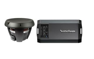 Rockford Fosgate Power T1D212 12" dual 2-ohm voice coil component subwoofer and Rockford Fosgate Power T750X1bd Compact mono subwoofer amplifier — 750 watts RMS x 1 at 1 to 2 ohms and a SOTS Lanyard