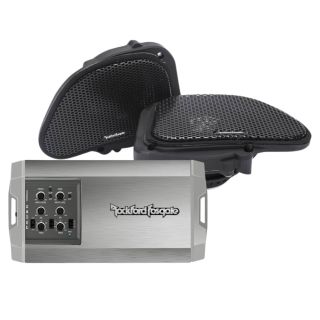 Rockford Fosgate TM400X4AD 400 Watt Class-AD 4-Channel Amplifier + TMS6RG Power Series 6"x9" 2-way speakers for 1998-2013 Harley-Davidson 