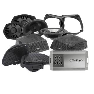 Rockford Fosgate TM400X4AD 400 Watt Class-AD 4-Channel Amplifier + TMS6RG Power Series 6"x9" 2-way speakers for 1998-2013 Harley-Davidson +  TMS69BL9813 6-1/2" full-range fairing speakers for 1998-2013 Harley-Davidson Road Glide
