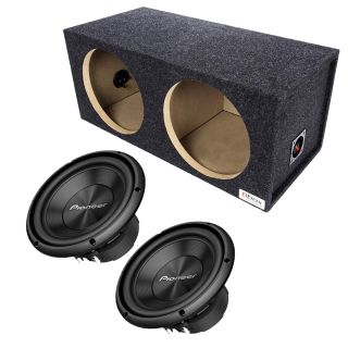 Two Pioneer TS-A100D4 + Dual 10" Sealed Carpeted Subwoofer Enclosure