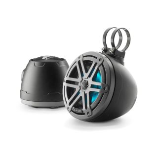 JL Audio M3-650VEX-Mb-S-Gm-i 6.5-inch (165 mm) Enclosed Coaxial System with RGB LED Lighting, Matte Black Enclosure, Gray Metallic Sport Grilles