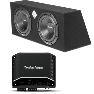 Rockford Fosgate R2500X1 Sealed enclosure with two 10" Prime R2D2 subwoofers + R22X10 Prime Series mono subwoofer amplifier — 500 watts RMS x 1 at 2 ohms