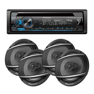 Pioneer DEHS4220BT CD Receiver with Improved Pioneer Smart Sync App Compatibility, MIXTRAX®, Built-in Bluetooth® + two pairs of TS-A652F 6-1/2" 3-way Coaxial Speakers
