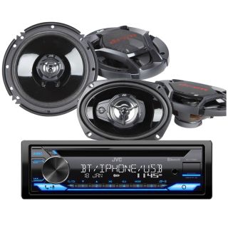 JVC KD-T720BT CD receiver Single-Din CD Receiver with AM/FM tuner, built-in Bluetooth & built-in Amazon Alexa + JVC CS-DR621 DRVN Series 6-1/2" 2-way car speakers & DRVN Series 6"x9" 3-way car speakers