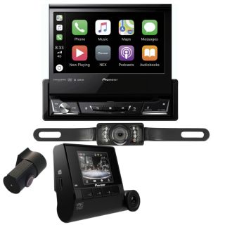Pioneer AVH-3500NEX 7" digital multimedia Receiver with AM/FM tuner  + VREC-Z710DH 2-Ch Dual Recording HD Dash Camera System + SV5130IR - License Plate Style Backup Camera