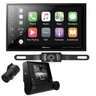 Pioneer DMH-C5500NEX 8" digital multimedia Receiver with AM/FM tuner w/Built-in HD Tuner + VREC-Z710DH 2-Ch Dual Recording HD Dash Camera System + SV5130IR - License Plate Style Backup Camera