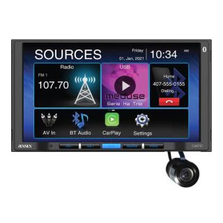 Jensen CAR710 Digital multimedia receiver with AM/FM tuner (does not play discs) + Bullet Style backup camera