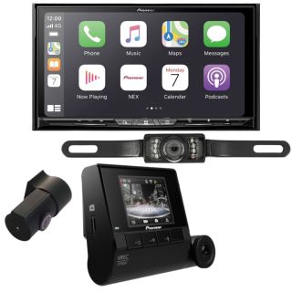 Pioneer AVICW8600NEX DVD/CD receiver with 6.94" capacitive touchscreen and AM/FM tuner + VREC-Z710DH 2-Ch Dual Recording HD Dash Camera System + SV5130IR - License Plate Style Backup Camera