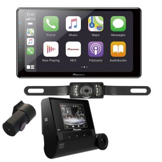 Pioneer DMHWC6600NEXn multimedia receiver with 9" capacitive touchscreen and AM/FM tuner + VREC-Z710DH 2-Ch Dual Recording HD Dash Camera System + SV5130IR - License Plate Style Backup Camera