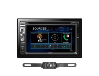 Jensen VX2529 Double Din 6.2" DVD Audio/Video Receiver with license plate style backup camera