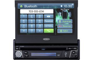 JENSEN VX3012 motorized 7" retractable touchscreen DVD/CD receiver with AM/FM tuner and Bluetooth for hands-free calling and audio streaming