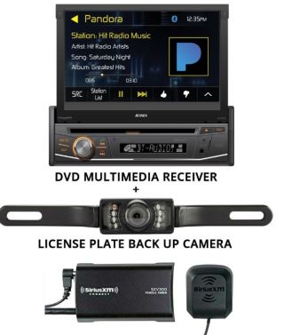 Jensen VX3518 7" DVD receiver w/ SiriusXM SXV300KV1 Satellite Radio Tuner and Antenna and License Plate Backup Camera