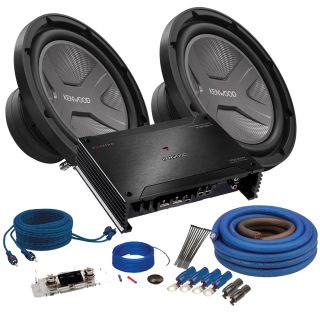 Kenwood Excelon X502-1 X Series mono subwoofer amplifier — 500 watts RMS at 2 ohms (Refurbished)+ (2) KFC-W2541 10" 4-ohm component subwoofers + 4 gauge wiring kit