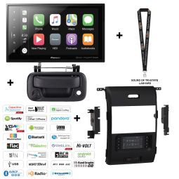 Pioneer DMH-C5500NEX Digital Multimedia Receiver + Metra Dash 108-FD2B for Ford F-150 2013-2014 w/ Tailgate-Handle-Mount Rear View Backup Camera & Sound Tri-State Lanyard