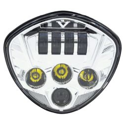 Heise HE-VICS1 Motorcycle LED Headlight SILVER FRONT FACE