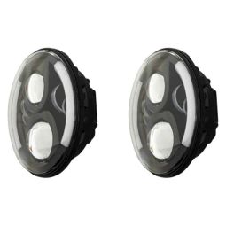 Heise HE-PBHL703- 7 In Round 6 LED With Partial Halo - Black Front Face