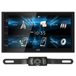 JVC KW-M150BT Digital Multimedia Receiver  with 6.75" capacitive touchscreen display , with AM/FM tuner (does not play CDs) & Built-in Bluetooth with License Plate Style Backup Camera