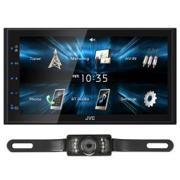 JVC KW-M150BT Digital Multimedia Receiver with 6.75" capacitive touchscreen display , with AM/FM tuner (does not play CDs) & Built-in Bluetooth with License Plate Style Backup Camera
