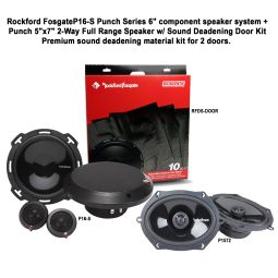 Rockford Fosgate Punch Series 6" Component Speaker System P16-S + Punch Series 5x7" Car Speakers P-1572 + Deadening Door Kit RF-DSDOOR