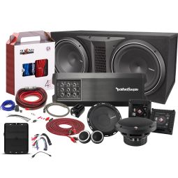 Rockford Fosgate Power T1000X5AD + P2-2X12 12" P2 ported enclosure + T1650 + T1650S + DSR1