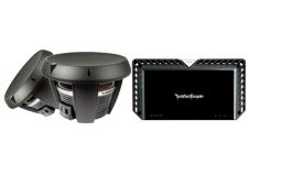 Rockford Fosgate Power T1D212 12" dual 2-ohm voice coil component subwoofer and Rockford Fosgate T1500-1bdCP Power Series mono sub amplifier — 1,500 watts RMS x 1 at 2 ohms and a SOTS Lanyard